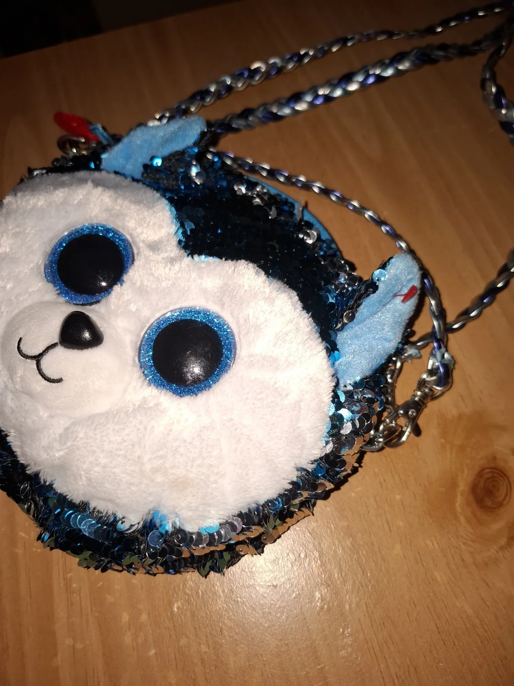Ty Blue Sequin Husky Kids Crossbody Bag